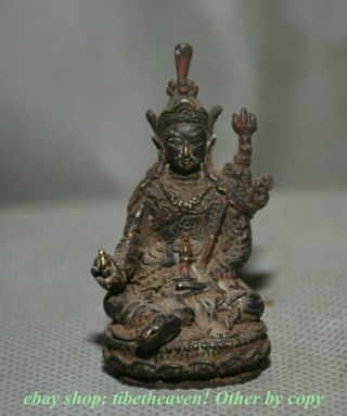 5cm Old Tibetan Bronze Painting Temple Guru Padmasambhava Buddha Statue