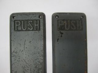 Pair 2 Vtg Commercial Industrial Matching Cast Metal Door Push Plate Handle J4 2