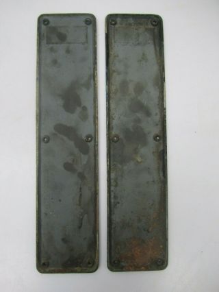 Pair 2 Vtg Commercial Industrial Matching Cast Metal Door Push Plate Handle J4 4