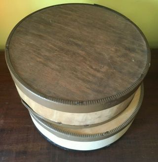 2 Vintage Primitive Round Bentwood Pantry Cheese Box Wood 2