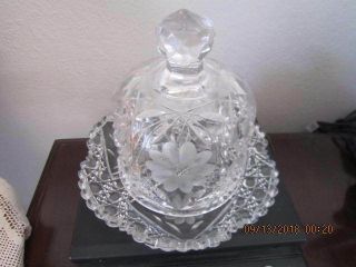 Antique Brilliant Cut Glass Butter / Cheese Dish With Dome Lid 6 " Tall Lovely