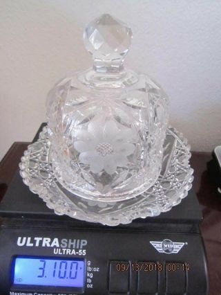Antique Brilliant Cut Glass Butter / Cheese Dish with Dome Lid 6 