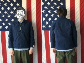 Vintage Deadstock Us Army Usn Military Issue Navy Blue Utility Deck Jacket