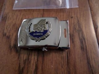 U.  S Military Navy Seabee Chrome Plated Solid Brass Belt Buckle Made In The U.  S.  A