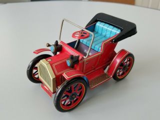 Vintage Tin Car 1950 ' s Modern Toys lever action Car made in Japan great 3