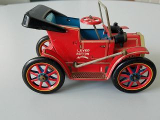 Vintage Tin Car 1950 ' s Modern Toys lever action Car made in Japan great 7