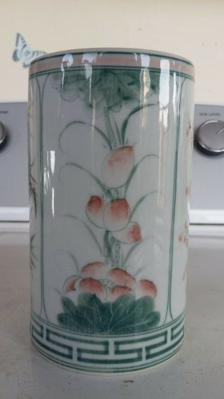 Antique Vintage Oriental Porcelain 5 " Brush Pot - Vase - Pencil Holder - Cup