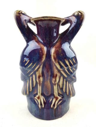 Antique Chinese Flambe Glazed Double Bird Vase,  19th C,  Very Rare Form 3