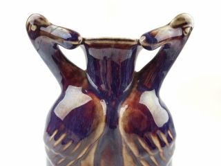 Antique Chinese Flambe Glazed Double Bird Vase,  19th C,  Very Rare Form 5