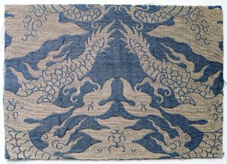 Antique Textile Fragment - Dyeing And Weaving,  Dragon 