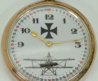 Historic WWI German Pilot ' s award Junghans silver AUTOMATON DIAL pocket watch. 2