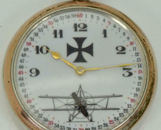 Historic WWI German Pilot ' s award Junghans silver AUTOMATON DIAL pocket watch. 4