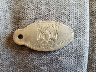Vintage Bacardi Rum Bat Logo Cuba Virgen De La Caridad Medal Keychain Key Fob