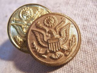2 Antique Vintage Brass US Eagle Military Buttons c1900 Scovill Mfg Co Waterbury 2