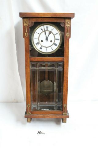 Rare Antique Girod Leaded Glass Front Art Deco Wall Clock Postas 25 Y 27 Wow
