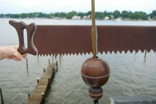 Large Antique / Vintage Carpenter ' s Hand Saw Copper Weathervane Directional 6