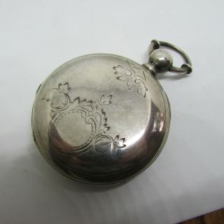 1873 Elgin H Z Culver Sterling Silver KW Key WInd Pocket Watch Early 2