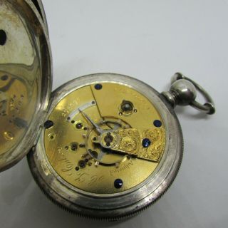 1873 Elgin H Z Culver Sterling Silver KW Key WInd Pocket Watch Early 4