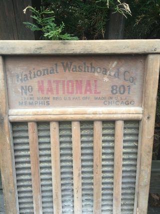 Vintage Antique National Washboard Co The Brass King NO.  801 Old Wash Board 2