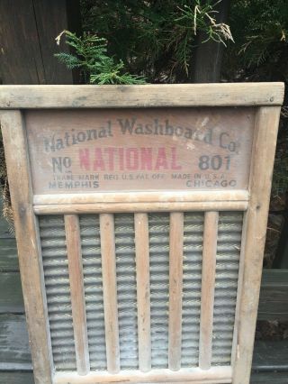 Vintage Antique National Washboard Co The Brass King NO.  801 Old Wash Board 4