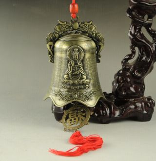 Chinese Old Dynasty Palace Copper Kuan - Yin Kwan - Yin Statue Bell A01