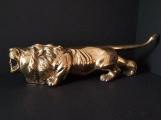 Extra Large - Vintage Lion Statue - Brass - Lion (heavy 10.  9 Pounds) 22 " Inches