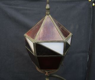 Art Deco Jester Clown Lamp with Stained Glass Shade 1930s 3