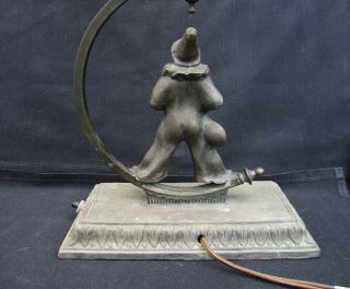 Art Deco Jester Clown Lamp with Stained Glass Shade 1930s 6