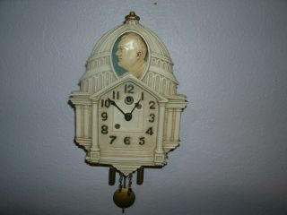 Old Small Wall Clock Roosevelt,  Capital,  Lux Clock Company Rare Clock