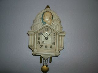 Old Small Wall Clock Roosevelt,  Capital,  Lux Clock Company Rare Clock 3
