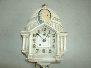 Old Small Wall Clock Roosevelt,  Capital,  Lux Clock Company Rare Clock 5