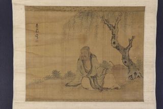 Japanese Hanging Scroll Art Painting " Chinese Wiseman " Asian Antique E8069