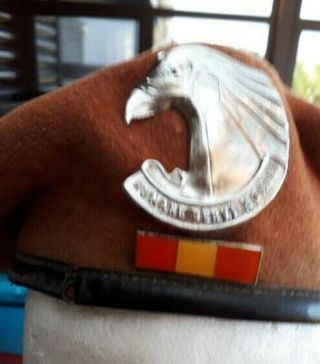 Sadf - South Africa Army Personal Corps Beret - W/ Badge And Balkie Border War