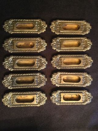 Set Of 10 Vintage Ornate Pocket Door Pulls