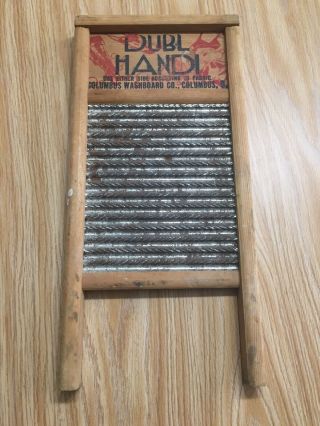 Vintage Dubl Handi Washboard Co Columbus Ohio Small Travel Wash Board 18 "