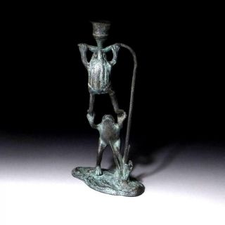 Dm6: Vintage Japanese Bronze Candlestick,  Shokudai,  Candle Stand,  Frog