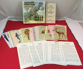 VINTAGE TEACH ME REPTILES & DINOSAURS PREHISTORIC ANIMALS FLASH CARDS COMPLETE 2