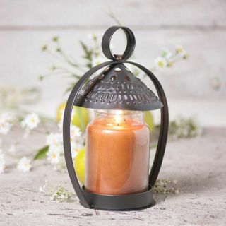 Canopy Punch Tin Candle Holder In Smokey Black /