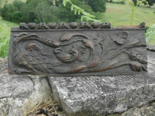 Pr 18thc Gothic Oak Carved Fragments With Griffin