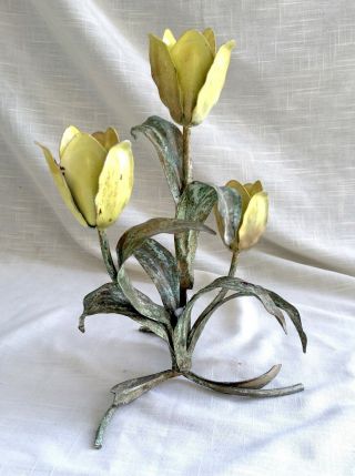 Vintage Welded Metal/steel Tulips/flower Sculpture - Shabby Chic Floral
