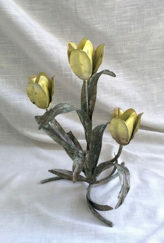 Vintage Welded Metal/Steel Tulips/Flower Sculpture - Shabby Chic Floral 2