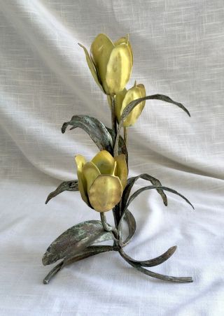 Vintage Welded Metal/Steel Tulips/Flower Sculpture - Shabby Chic Floral 4