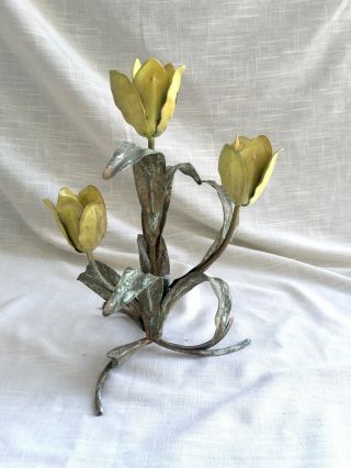 Vintage Welded Metal/Steel Tulips/Flower Sculpture - Shabby Chic Floral 5