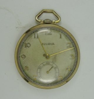 Antique 1930s Bulova 17ae 15 Jewels Gold Filled Pocket Watch 42 Mm Good