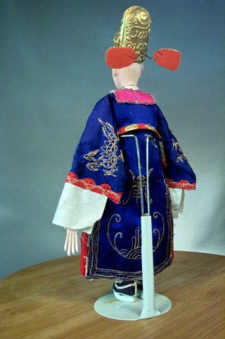 Antique Carved Wood Oriental Chinese Opera Doll Elaborate Silk From Doll Museum 8