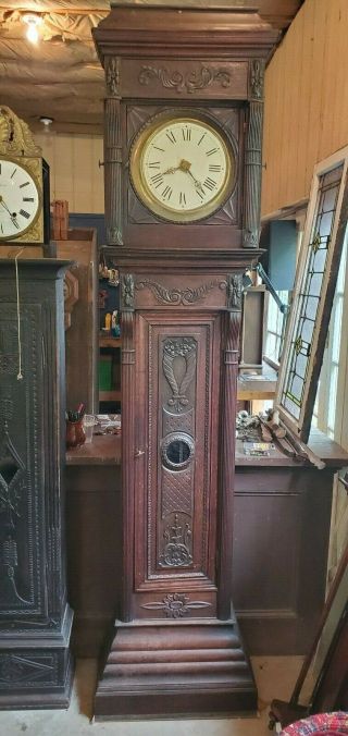 Antique Tall Case / Grandfather Clock W/ Birdcage Movement C.  1740