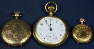 B 816.  3 Vintage Pocket Watches 18 Size Elgin,  16 