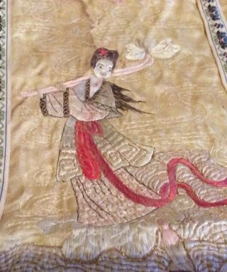 Chinese Antique 19th Century Silk Embroidered Panel. 4