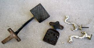 Antique Cast Iron Buggy Sleigh Wagon Carriage Foot Step Up Plate Hooks