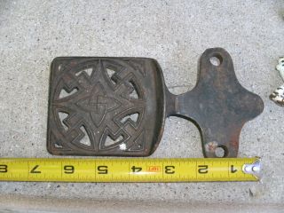 Antique Cast Iron Buggy Sleigh Wagon Carriage Foot Step Up Plate hooks 3